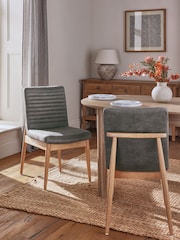 Set of 2 Monza Faux Leather Dark Grey Atlas Dark Wood Leg Dining Chairs - Image 1 of 9