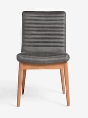 Set of 2 Monza Faux Leather Dark Grey Atlas Dark Wood Leg Dining Chairs - Image 3 of 9
