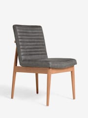 Set of 2 Monza Faux Leather Dark Grey Atlas Dark Wood Leg Dining Chairs - Image 5 of 9