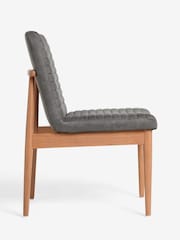 Set of 2 Monza Faux Leather Dark Grey Atlas Dark Wood Leg Dining Chairs - Image 6 of 9