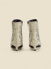 Sosandar Natural Snake Print Leather Kitten Heel Ankle Boots - Image 3 of 4