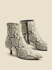 Sosandar Natural Snake Print Leather Kitten Heel Ankle Boots - Image 4 of 4