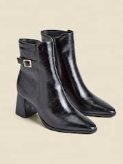 Sosandar Black Block Heel Ankle Boots With Buckle Trim - Image 2 of 4