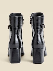 Sosandar Black Block Heel Ankle Boots With Buckle Trim - Image 4 of 4