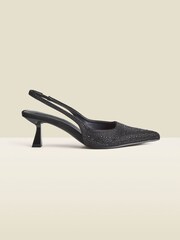 Sosandar Black Hot Fix Kitten Heel Slingback Court Shoes - Image 2 of 4