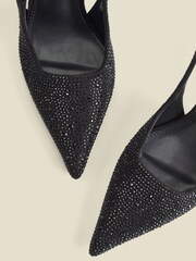Sosandar Black Hot Fix Kitten Heel Slingback Court Shoes - Image 3 of 4