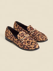 Sosandar Brown Leopard Print Snaffle Trim Mule Loafers - Image 1 of 4