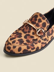 Sosandar Brown Leopard Print Snaffle Trim Mule Loafers - Image 3 of 4