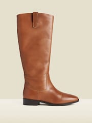 Sosandar Natural Square Toe Flat Leather Boots - Image 2 of 4