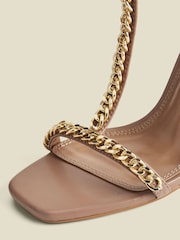 Sosandar Natural Chain Detail Pointed Toe Stiletto Heel Sandals - Image 3 of 4