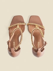 Sosandar Natural Chain Detail Pointed Toe Stiletto Heel Sandals - Image 4 of 4