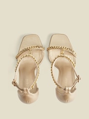 Sosandar Gold Chain Detail Pointed Toe Stiletto Heel Sandals - Image 4 of 4