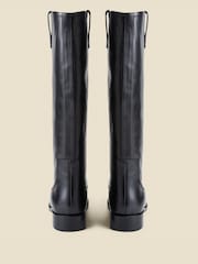 Sosandar Black Square Toe Flat Leather Boots - Image 4 of 4