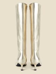 Sosandar Gold Knee High Low Heel Boots - Image 4 of 4