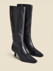 Sosandar Black Knee High Low Heel Boots - Image 1 of 4
