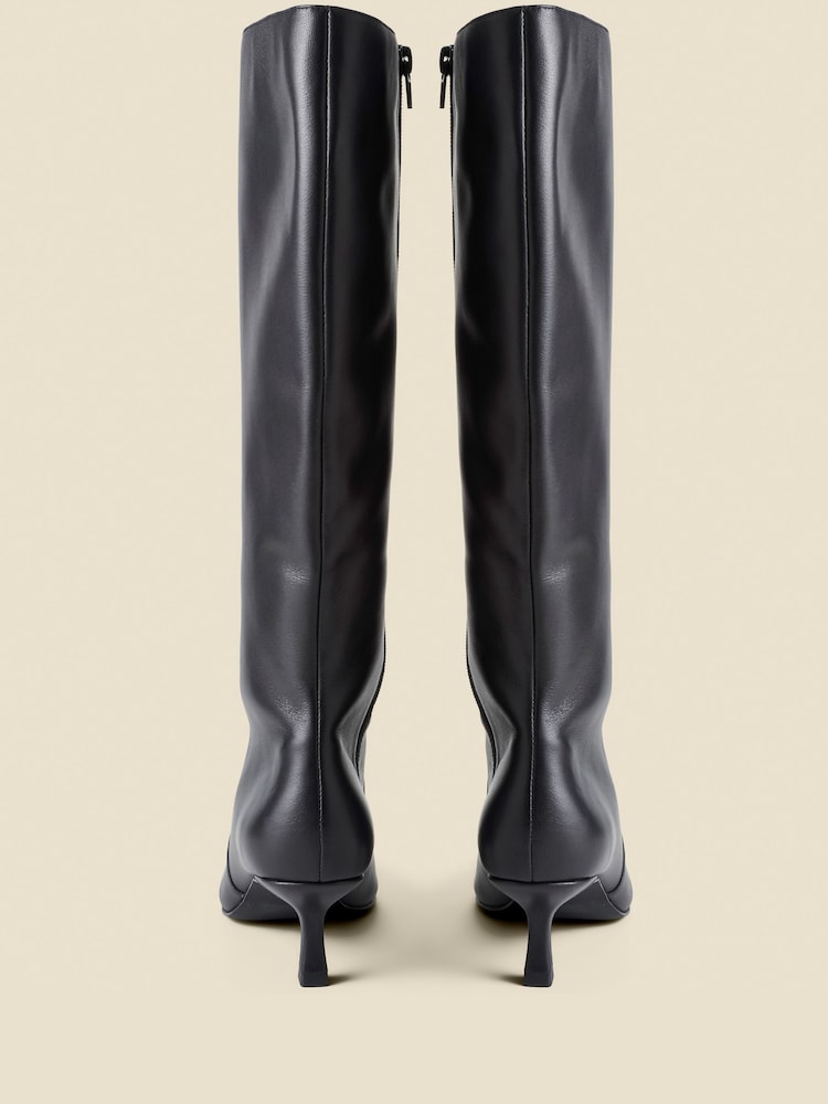 Sosandar Black Knee High Low Heel Boots - Image 4 of 4