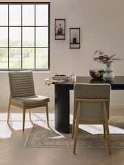 Set of 2 Soft Velvet Sage Green Atlas Dark Wood Leg Dining Chairs - Image 1 of 9