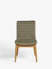 Set of 2 Soft Velvet Sage Green Atlas Dark Wood Leg Dining Chairs - Image 3 of 9