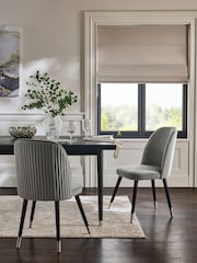 Set of 2 Soft Velvet Mid Grey Valencia Upholstered Dining Chairs - Image 1 of 9