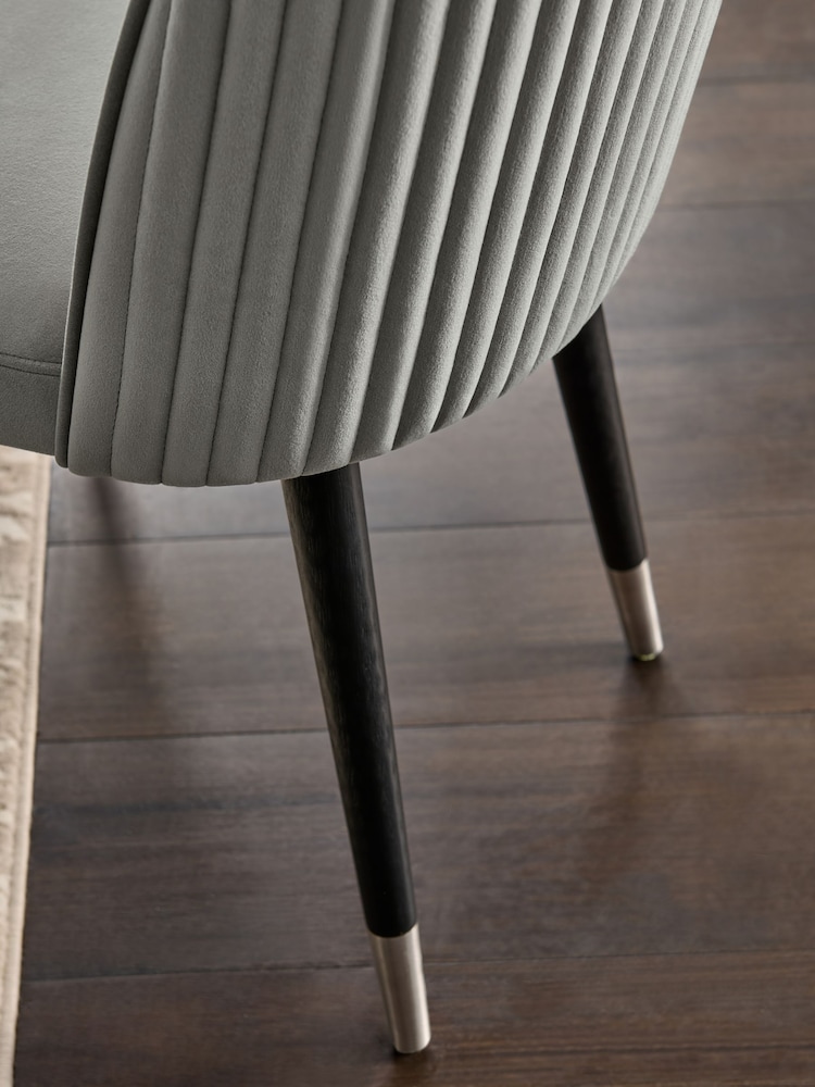 Set of 2 Soft Velvet Mid Grey Valencia Upholstered Dining Chairs - Image 2 of 9