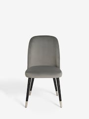 Set of 2 Soft Velvet Mid Grey Valencia Upholstered Dining Chairs - Image 3 of 9