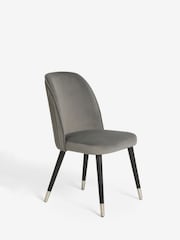 Set of 2 Soft Velvet Mid Grey Valencia Upholstered Dining Chairs - Image 5 of 9
