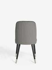 Set of 2 Soft Velvet Mid Grey Valencia Upholstered Dining Chairs - Image 7 of 9
