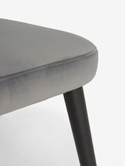 Set of 2 Soft Velvet Mid Grey Valencia Upholstered Dining Chairs - Image 8 of 9