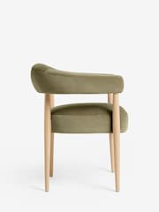 Set of 2 Relaxed Chenille Olive Green Aire Light Wood Leg Dining Chairs - Image 7 of 10