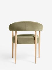Set of 2 Relaxed Chenille Olive Green Aire Light Wood Leg Dining Chairs - Image 8 of 10