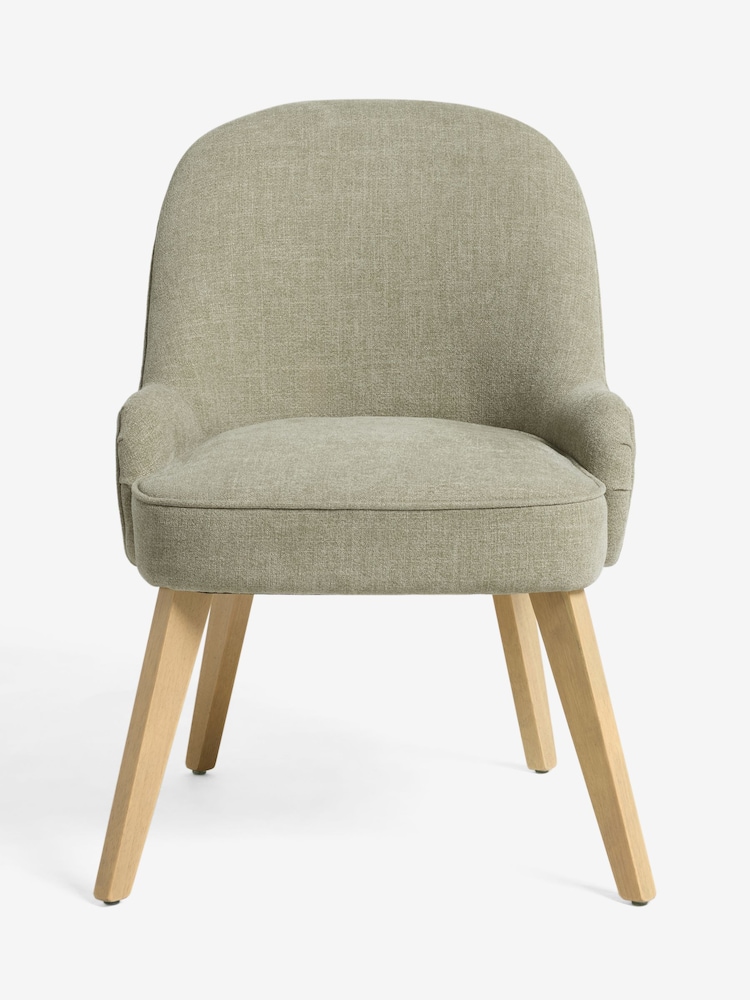 Set of 2 Brushed Weave Olive Green Hensley Oak Effect Leg Dining Chairs - Image 1 of 7