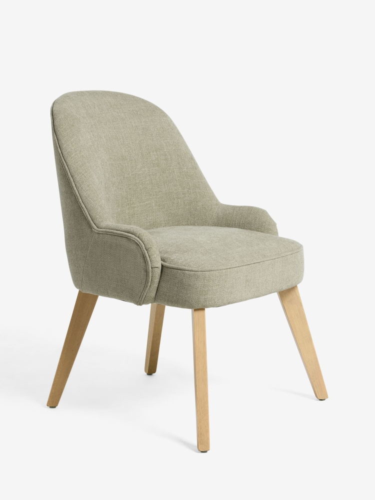 Set of 2 Brushed Weave Olive Green Hensley Oak Effect Leg Dining Chairs - Image 2 of 7