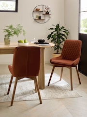 Set of 2 Soft Velvet Rust Brown Hamilton Dark Wood Leg Quilted Dining Chairs - Image 1 of 9