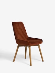 Set of 2 Soft Velvet Rust Brown Hamilton Dark Wood Leg Quilted Dining Chairs - Image 5 of 9