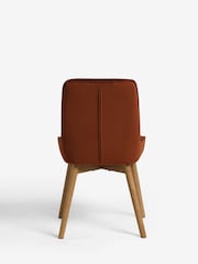 Set of 2 Soft Velvet Rust Brown Hamilton Dark Wood Leg Quilted Dining Chairs - Image 8 of 9