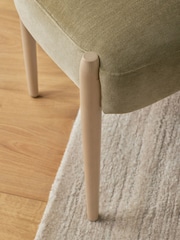 Set of 2 Relaxed Chenille Olive Green Aire Light Wood Leg Dining Chairs - Image 2 of 8