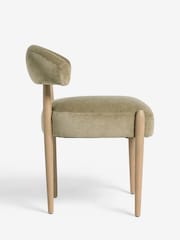 Set of 2 Relaxed Chenille Olive Green Aire Light Wood Leg Dining Chairs - Image 5 of 8