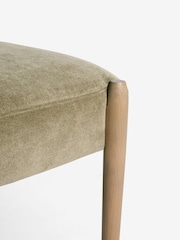 Set of 2 Relaxed Chenille Olive Green Aire Light Wood Leg Dining Chairs - Image 6 of 8