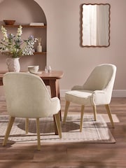 Set of 2 Cotswold Chenille Light Natural Hensley Oak Effect Leg Dining Chairs - Image 1 of 9