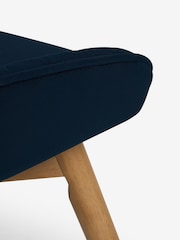 Set of 2 Soft Velvet Navy Blue Hamilton Dark Wood Leg Quilted Dining Chairs - Image 8 of 9