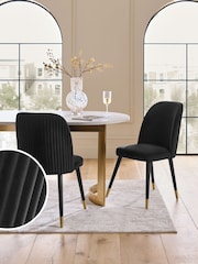 Set of 2 Soft Velvet Black Valencia Upholstered Dining Chairs - Image 1 of 12