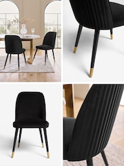 Set of 2 Soft Velvet Black Valencia Upholstered Dining Chairs - Image 2 of 12