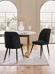 Set of 2 Soft Velvet Black Valencia Upholstered Dining Chairs - Image 3 of 12