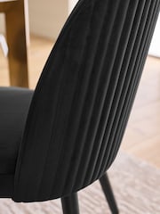 Set of 2 Soft Velvet Black Valencia Upholstered Dining Chairs - Image 4 of 12