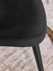 Set of 2 Soft Velvet Black Valencia Upholstered Dining Chairs - Image 6 of 12
