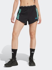 adidas Black Own The Run 3 Stripe Shorts - Image 1 of 6