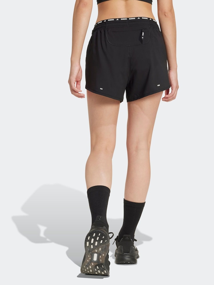 adidas Black Own The Run 3 Stripe Shorts - Image 2 of 6