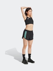 adidas Black Own The Run 3 Stripe Shorts - Image 3 of 6