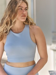 self. Pale Blue Seamfree Sports Crop Top - Image 2 of 8