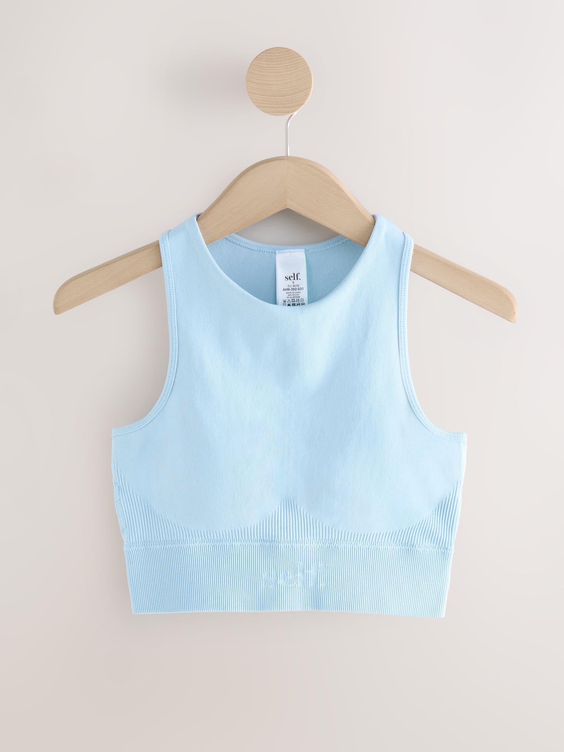 Buy self. Pale Blue Seamfree Sports Crop Top from Next Romania